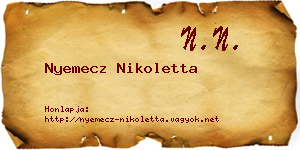 Nyemecz Nikoletta névjegykártya